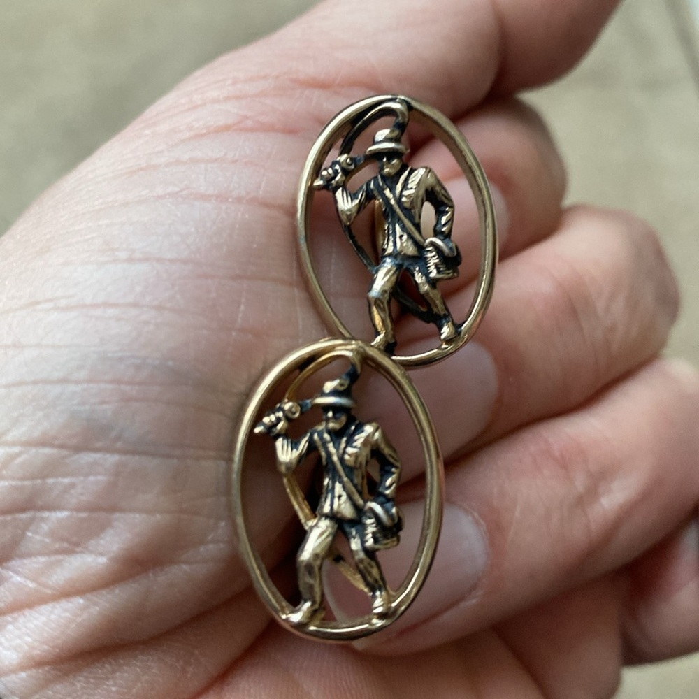 Gold plated vintage fly fisherman cufflink set